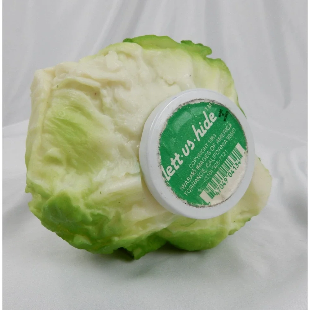 Vintage 1983 Lett-Us-Hide Lettuce Safe Container Iwasaki Made USA 6in